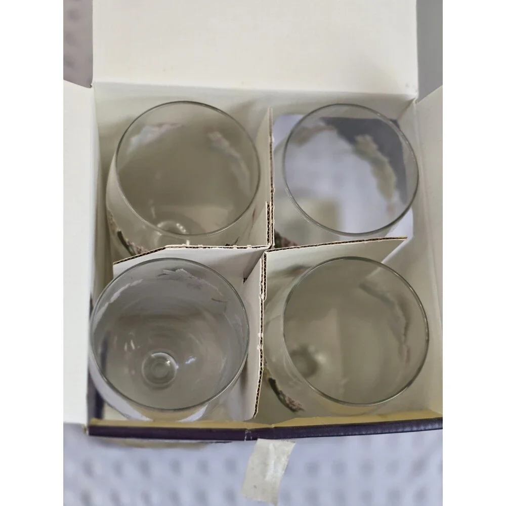 Martha Stewart Everyday Goblets Set New Box Vintage Cottagecore Flower Glasses